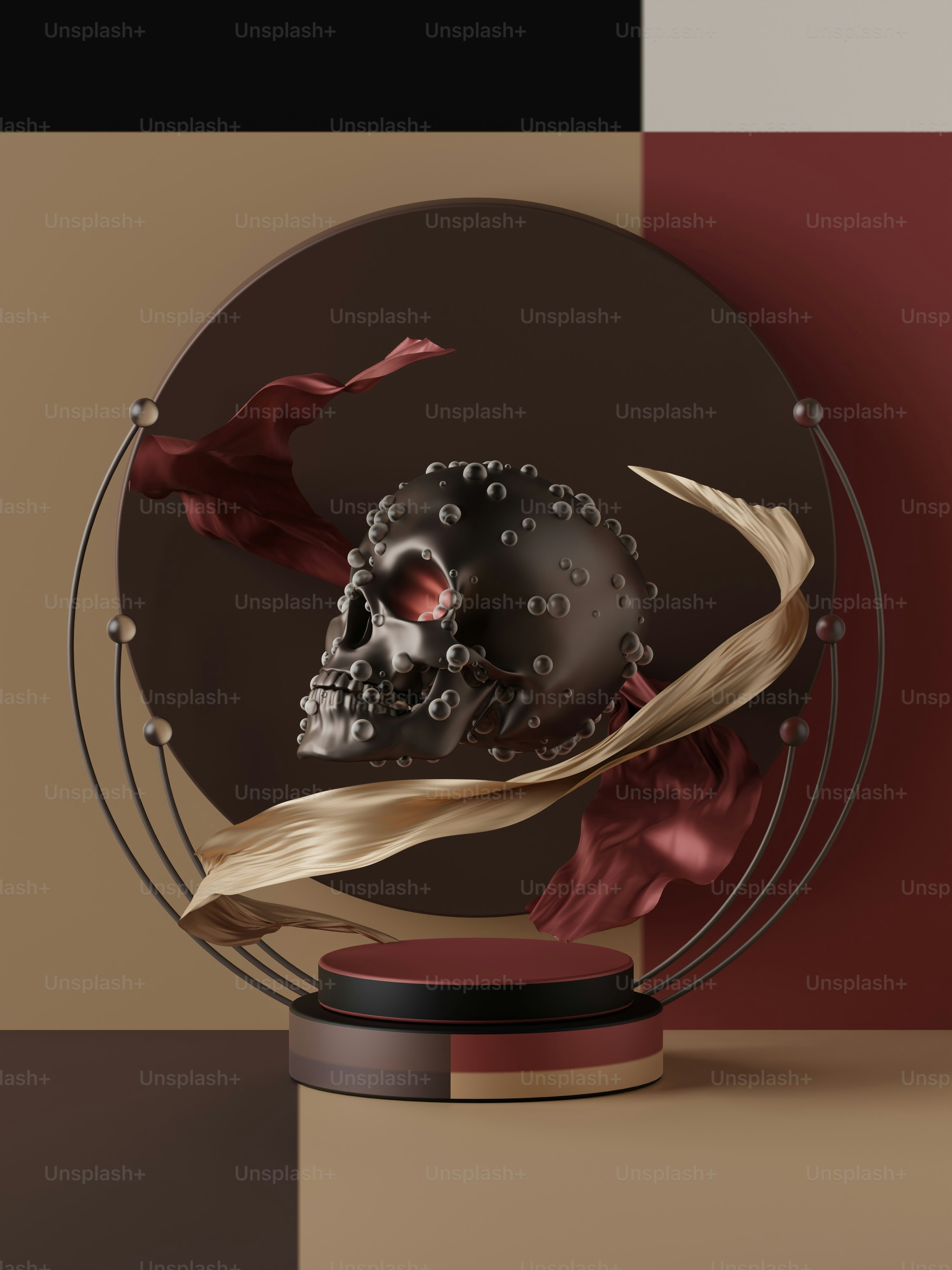 eine Glasplatte mit einem Totenkopf darin