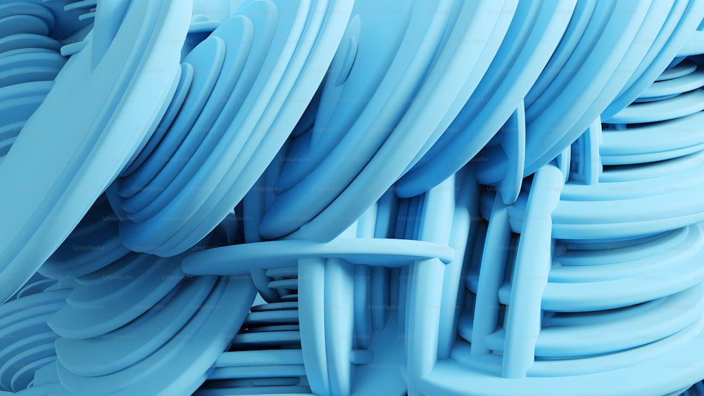 a pile of blue and white wires stacked on top of each other