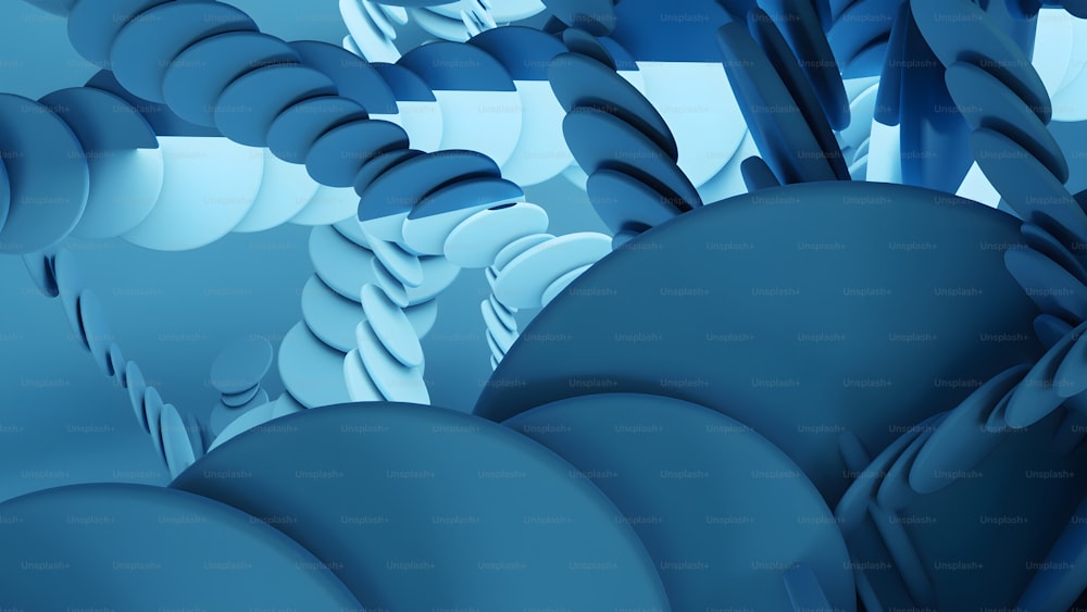 ein blauer abstrakter Hintergrund mit einer Reihe runder Objekte