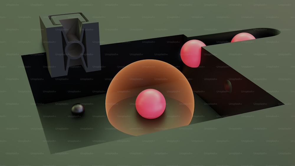 Una imagen generada por computadora de un par de tijeras y pelotas