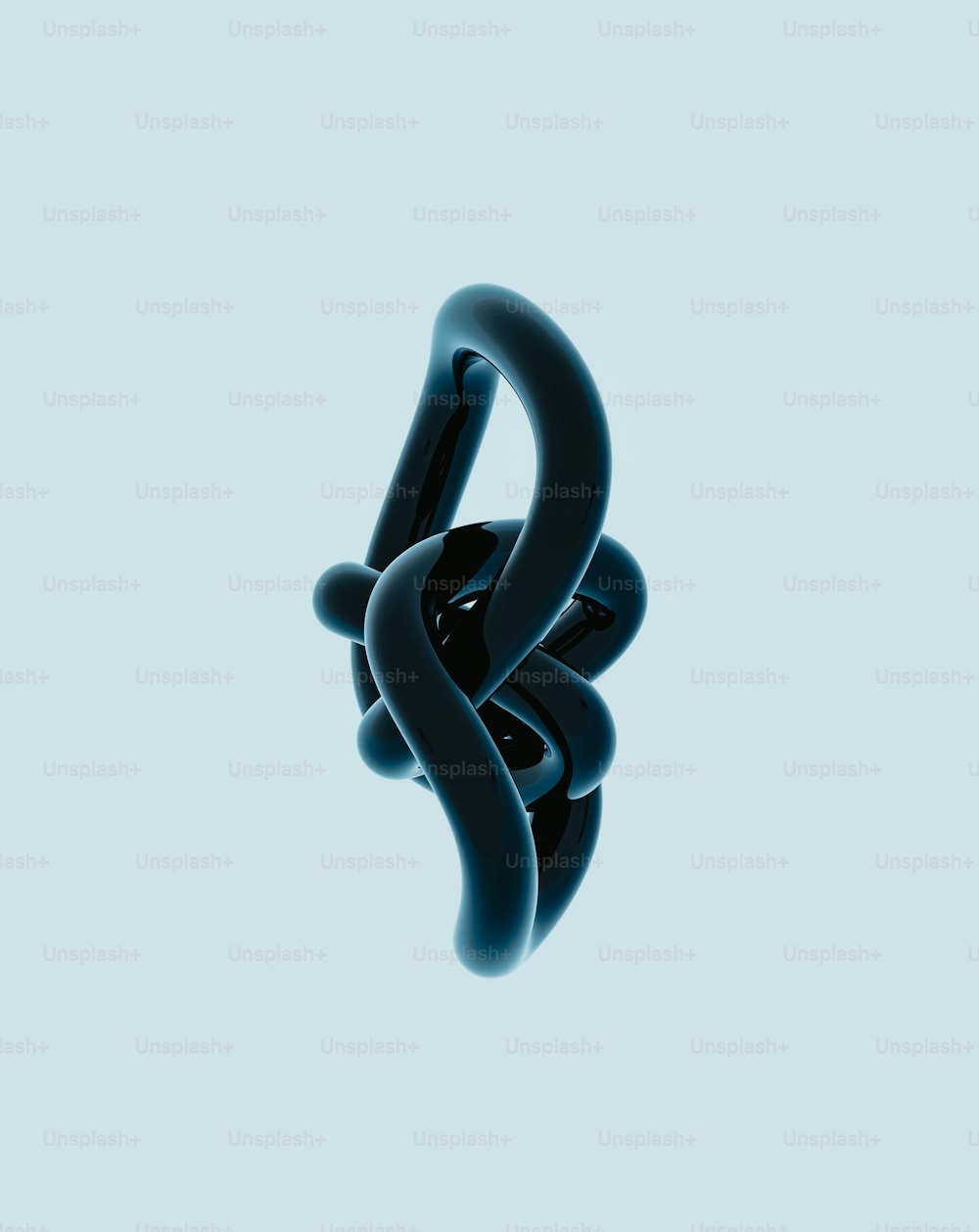 um objeto preto flutuando no ar em um fundo azul