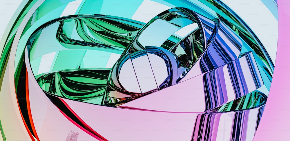 a multicolored abstract image of a curved object