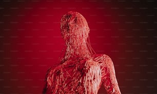 El cuerpo de una mujer está hecho de hilo rojo