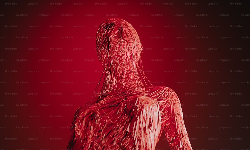 Le corps d’une femme est composé de ficelle rouge