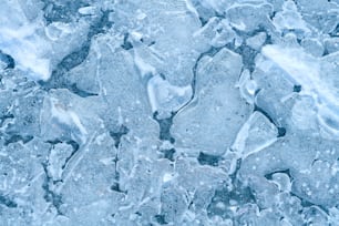 a close up view of ice and water