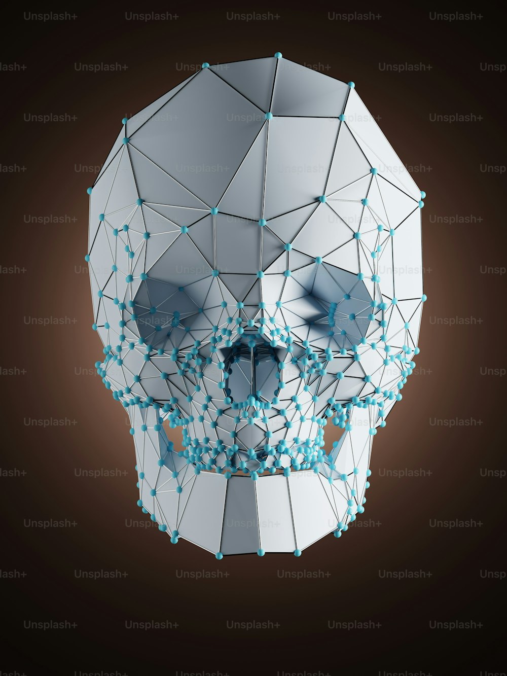 a skull made up of blue and white lines