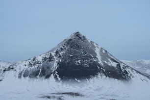 a snow covered mountain with a blue sky in the background