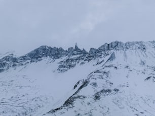 Una montagna coperta di neve con uno sfondo del cielo