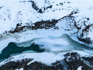uma vista panorâmica de uma montanha coberta de neve