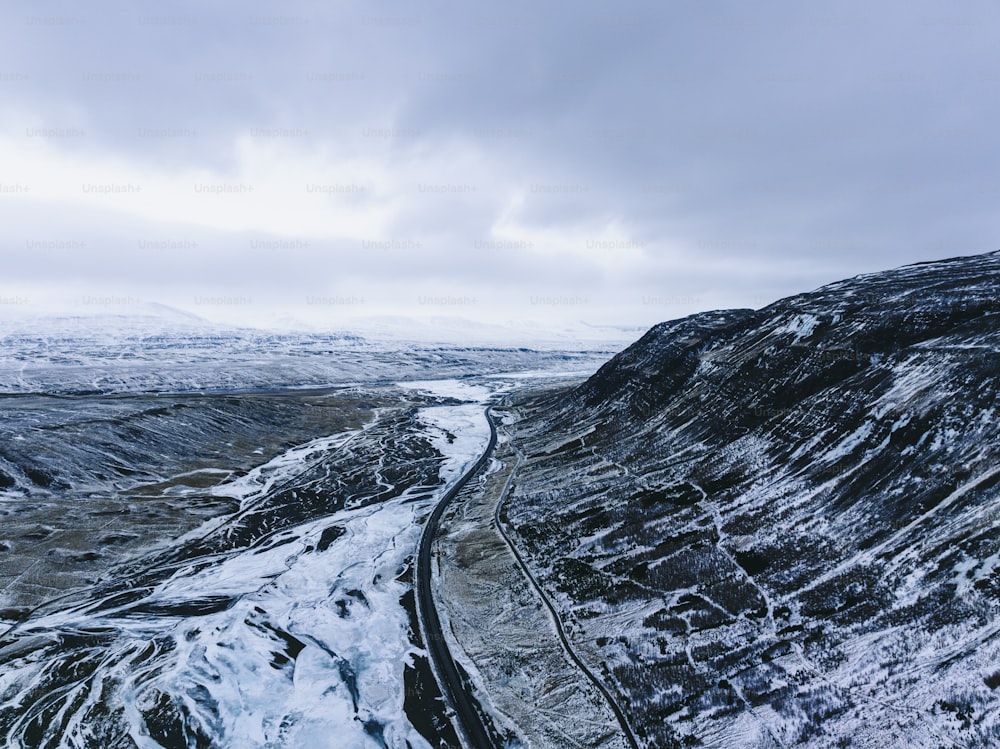 a train traveling through a snow covered landscape