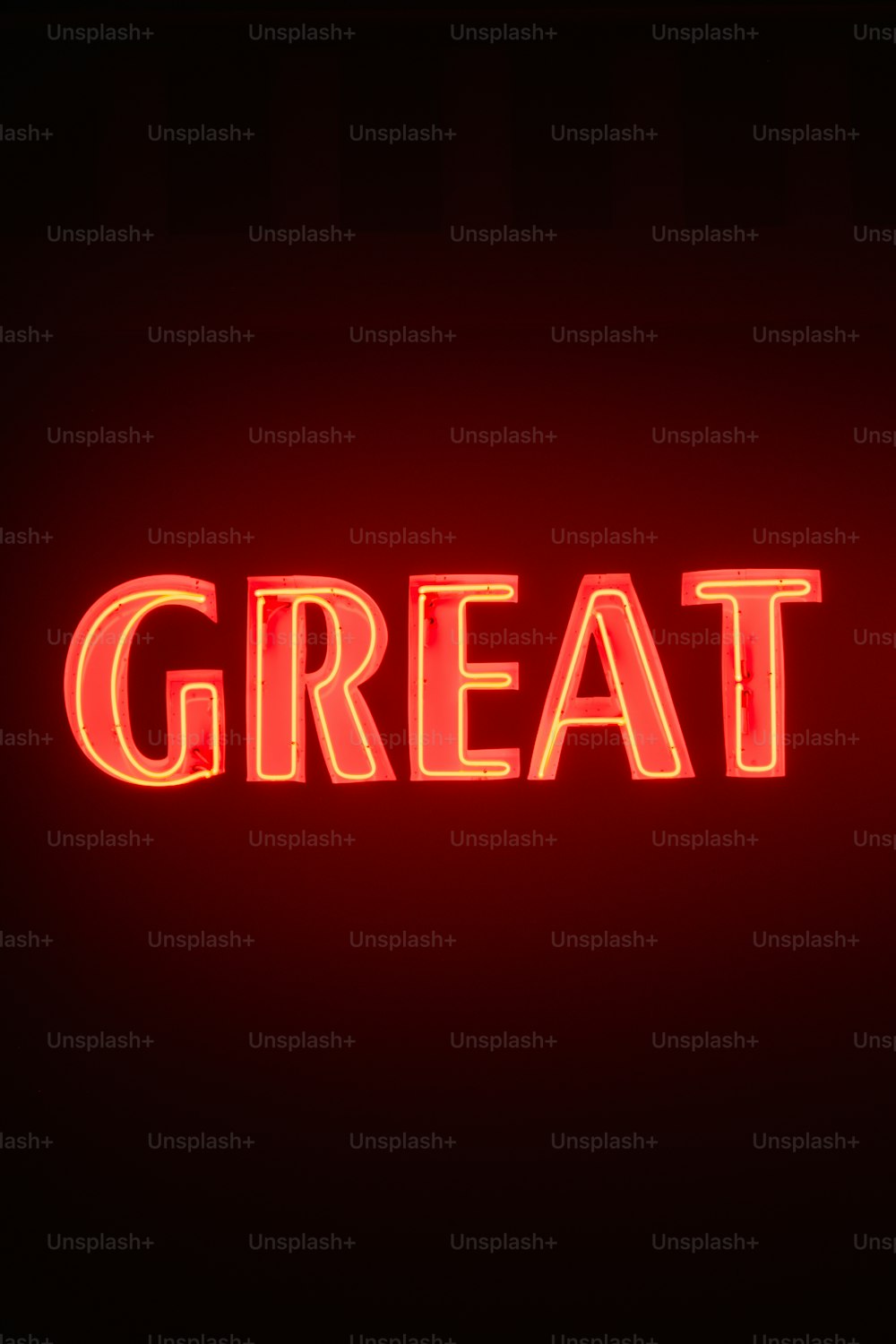 a red neon sign that says great