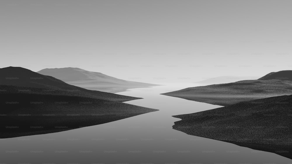 une photo en noir et blanc d’un plan d’eau