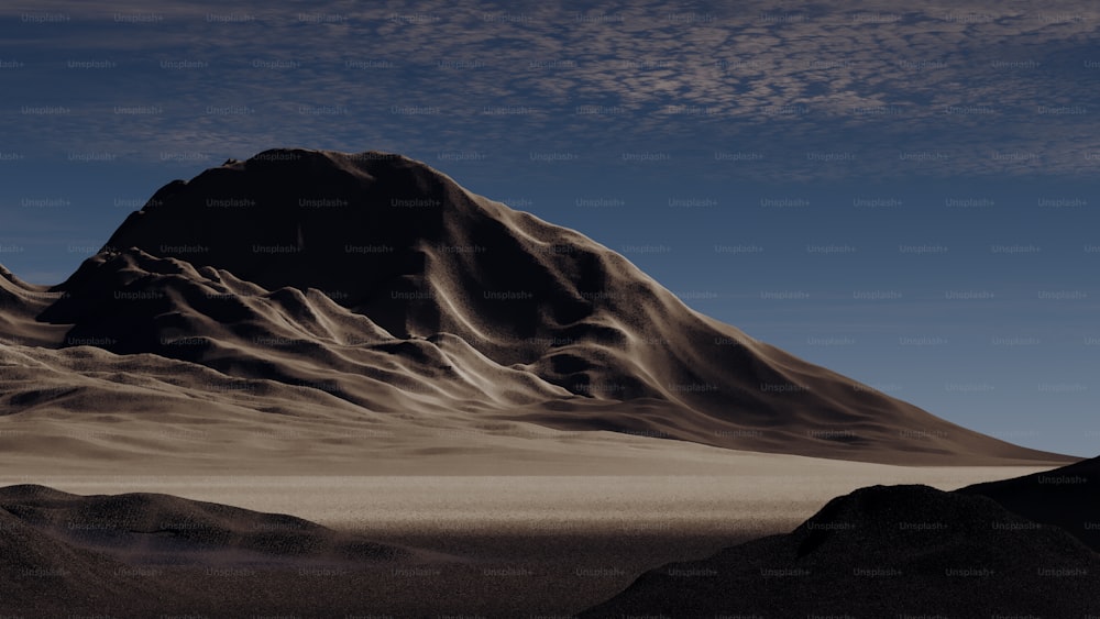 uma montanha muito alta no meio de um deserto