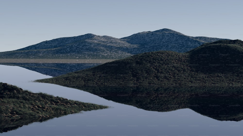 a large body of water surrounded by mountains