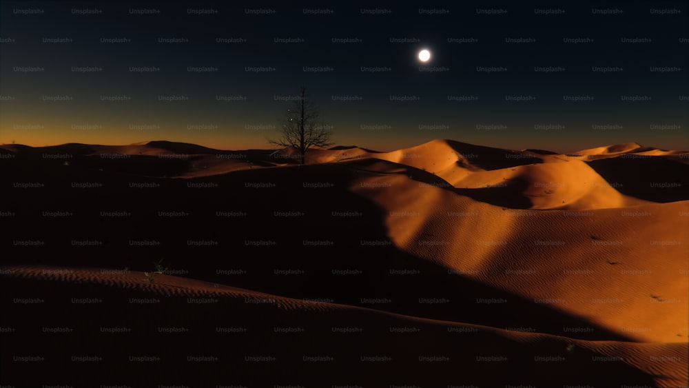 a full moon rising over a desert landscape