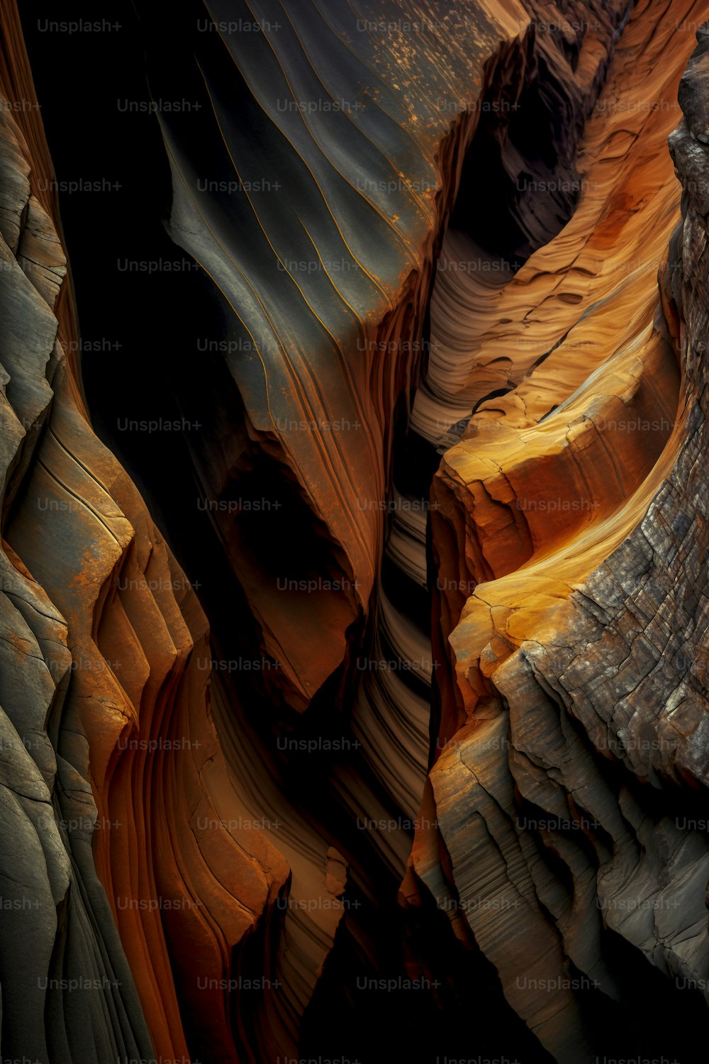 매우 큰 암석이있는 매우 다채로운 협곡
