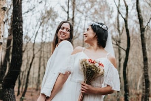 a couple of women standing next to each other