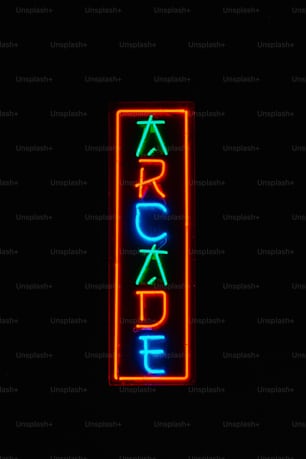 a neon sign that says arcade on it