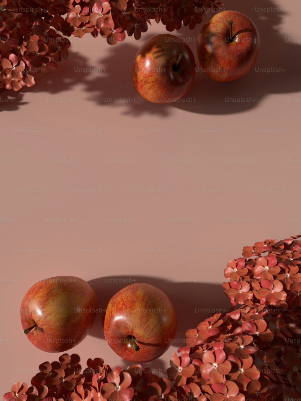 um grupo de maçãs sentadas em cima de uma mesa