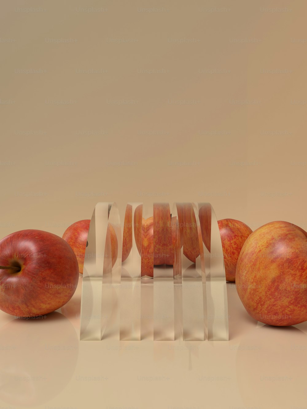 Un grupo de manzanas sentadas una encima de la otra