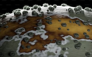 a close up of water bubbles on a surface