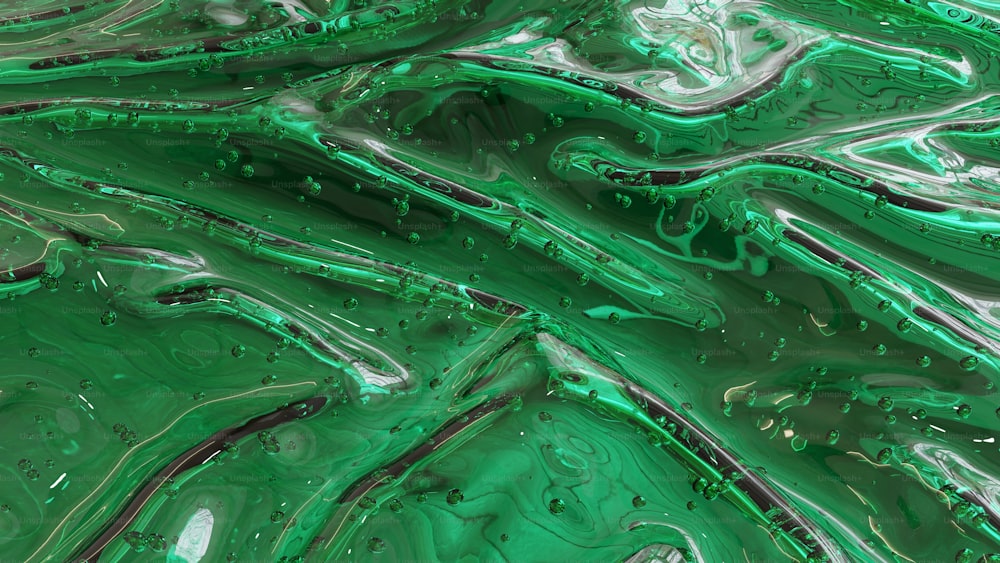 녹색과 검은색 액체의 클로즈업