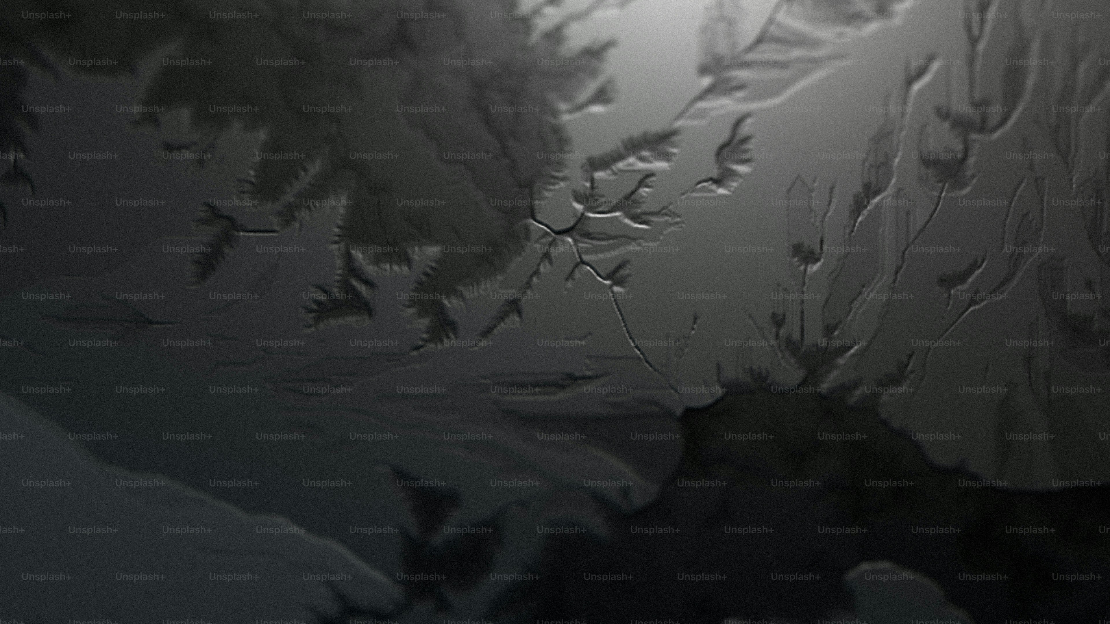 雪に覆われた木の白黒写真