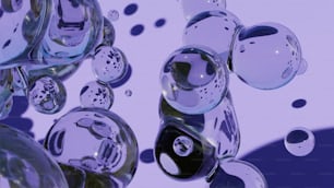 um grupo de bolhas flutuando umas sobre as outras