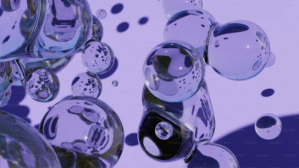 a group of bubbles floating on top of each other