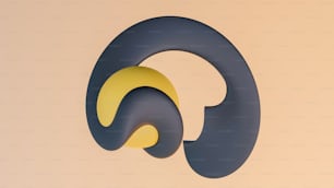 a yellow and blue object is hanging on a wall