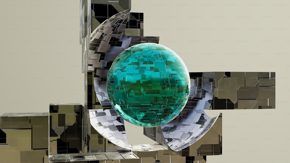 Una imagen abstracta de un objeto verde grande