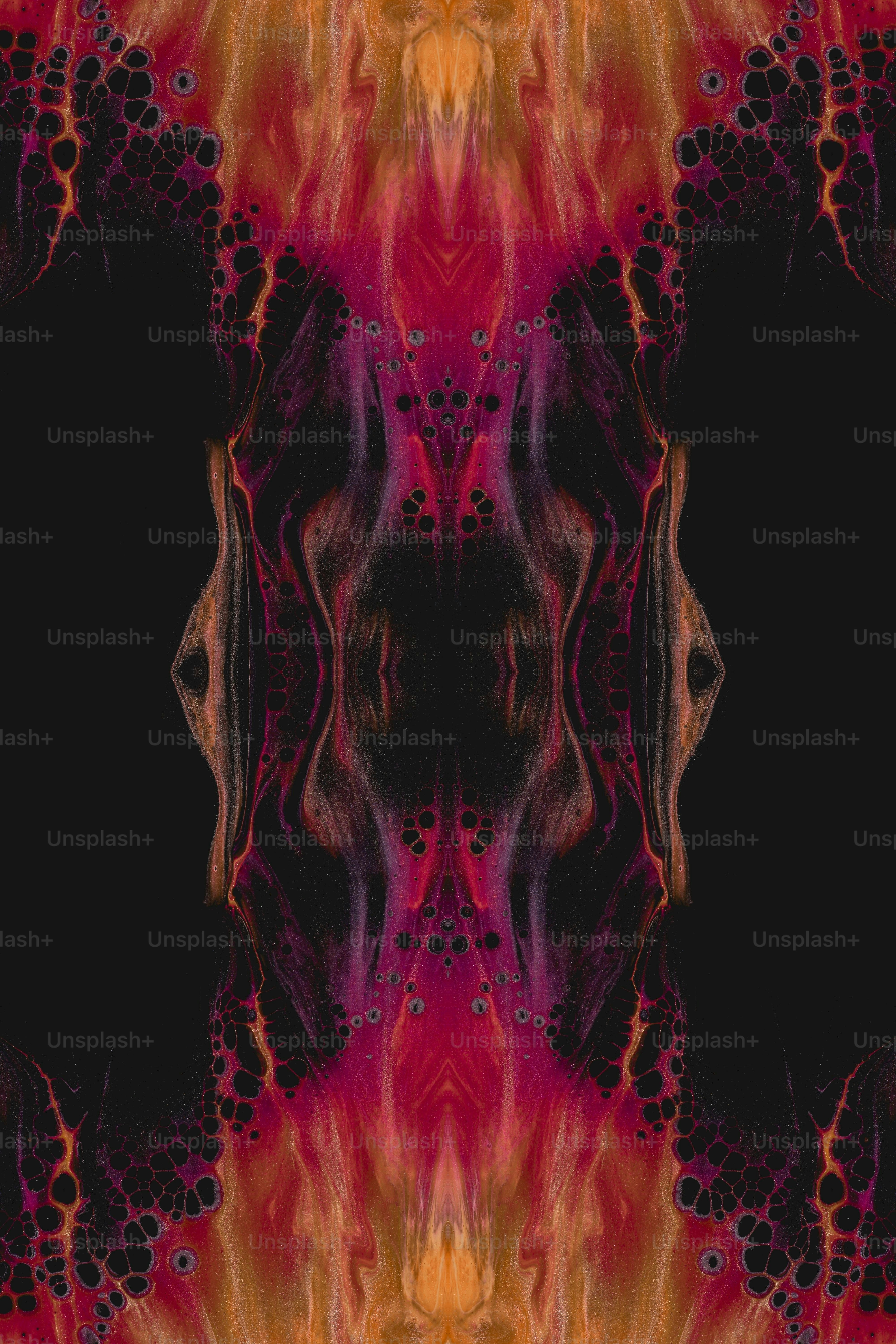 Ein abstraktes Bild eines roten, gelben und schwarzen Hintergrunds