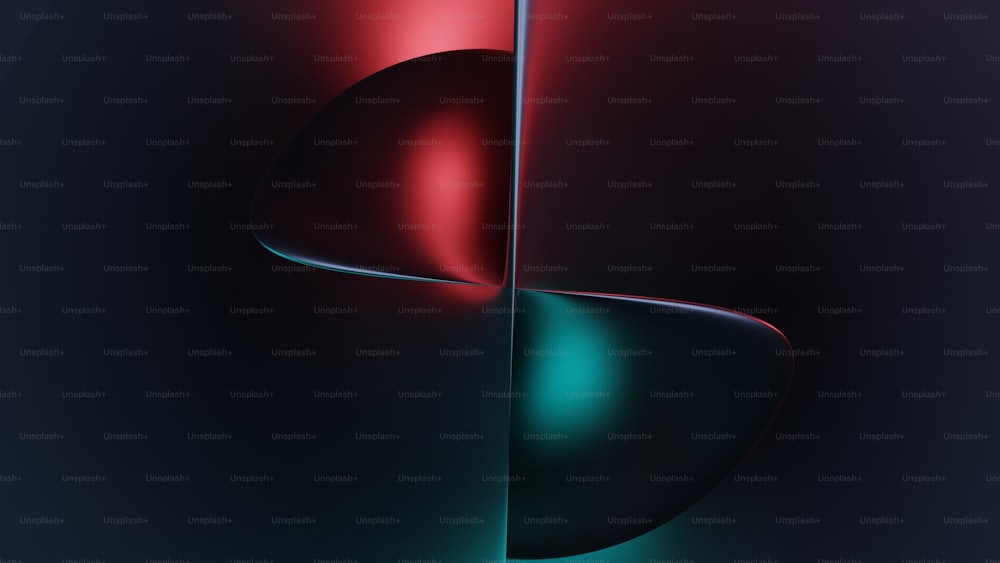a red and green abstract design on a black background