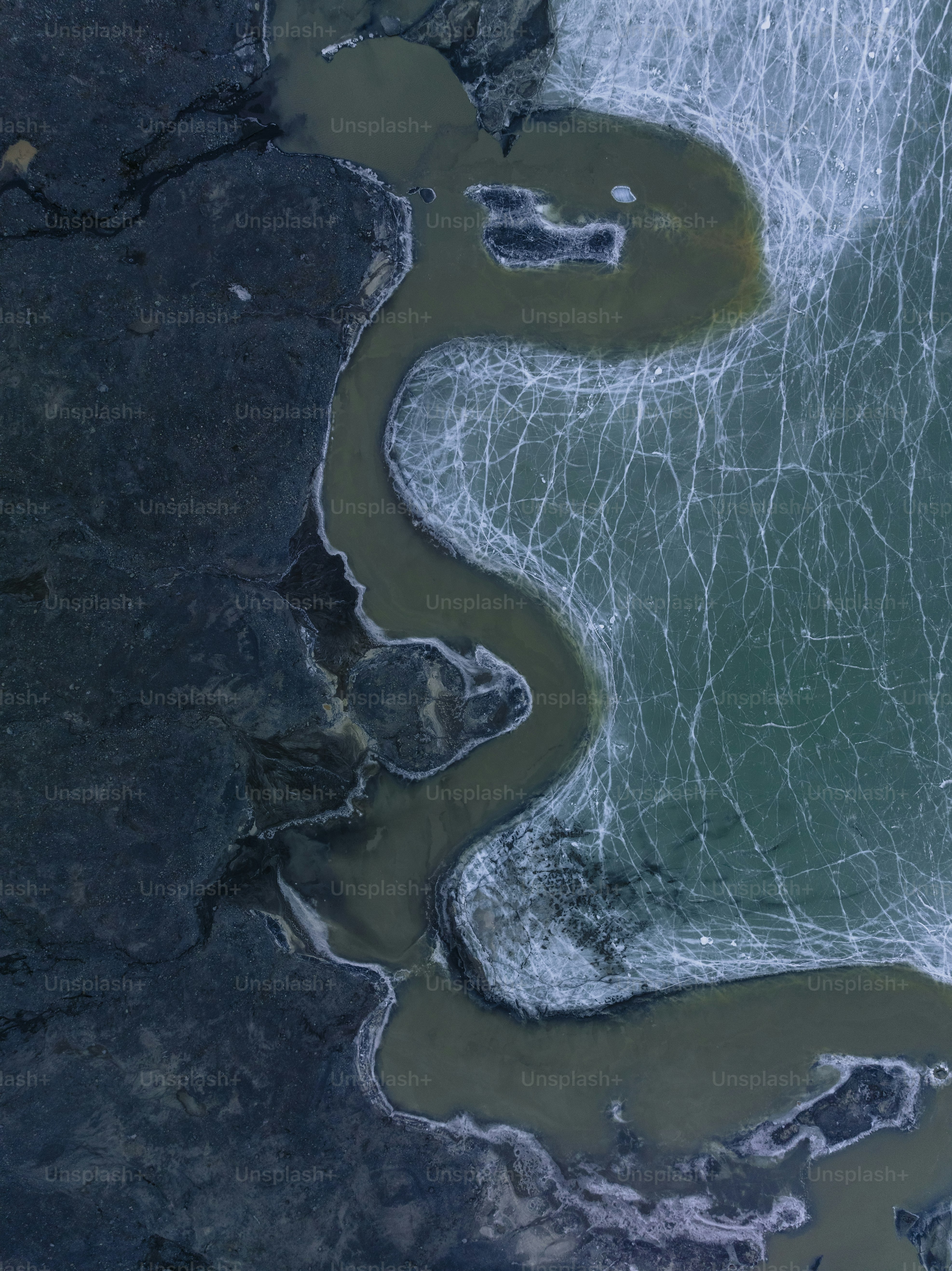 an aerial view of a body of water