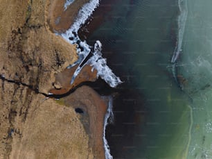 an aerial view of a body of water