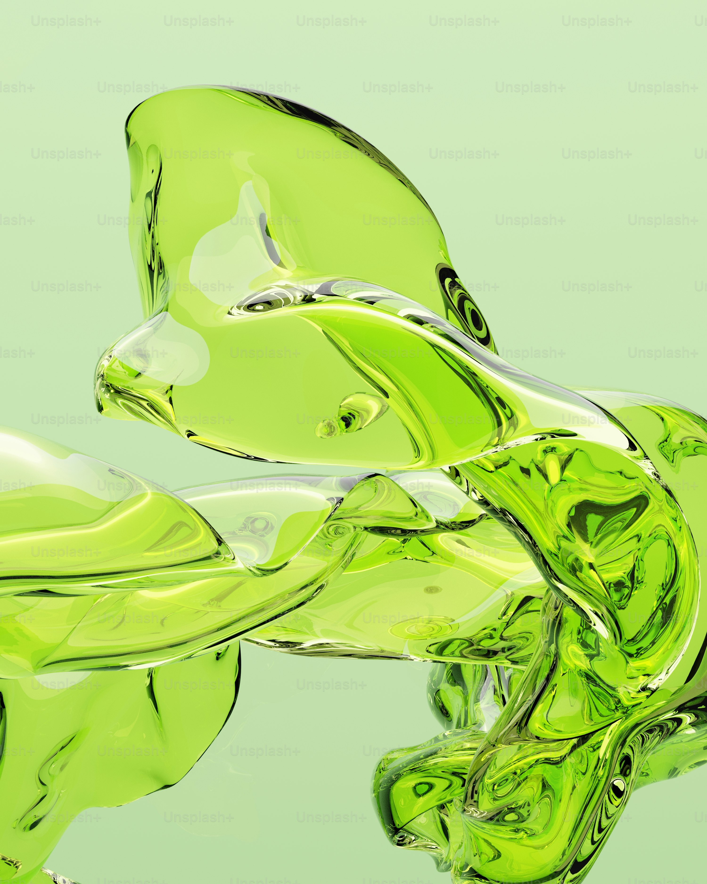 a green object that is floating in the air