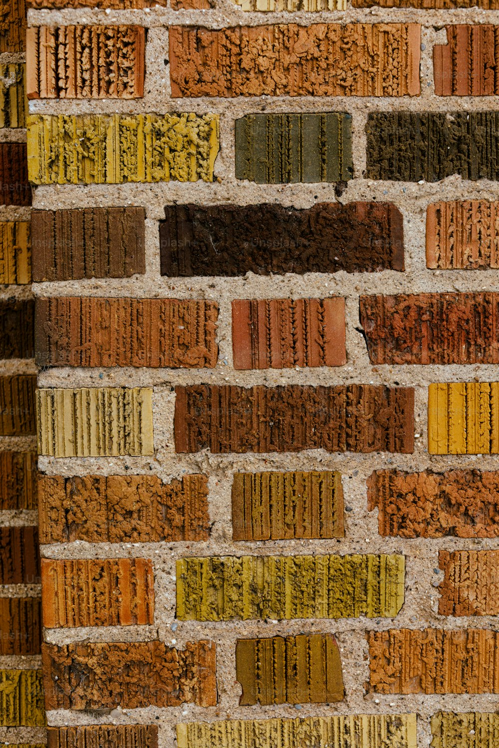 a close up of a brick wall made of bricks
