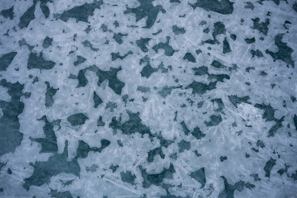 a large amount of ice on the water