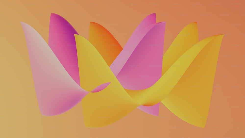 a pink and yellow abstract design on an orange background
