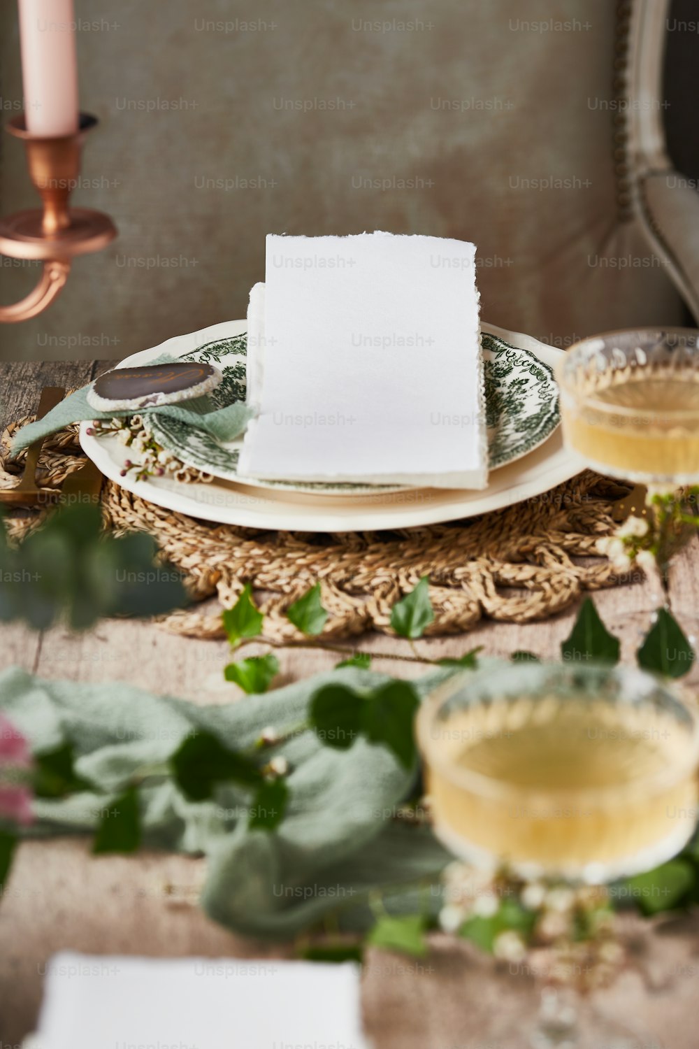 a place setting with place settings and place settings