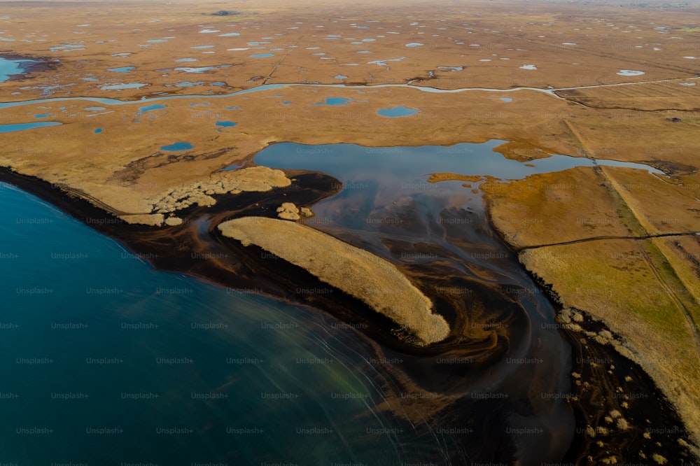 a large body of water surrounded by land