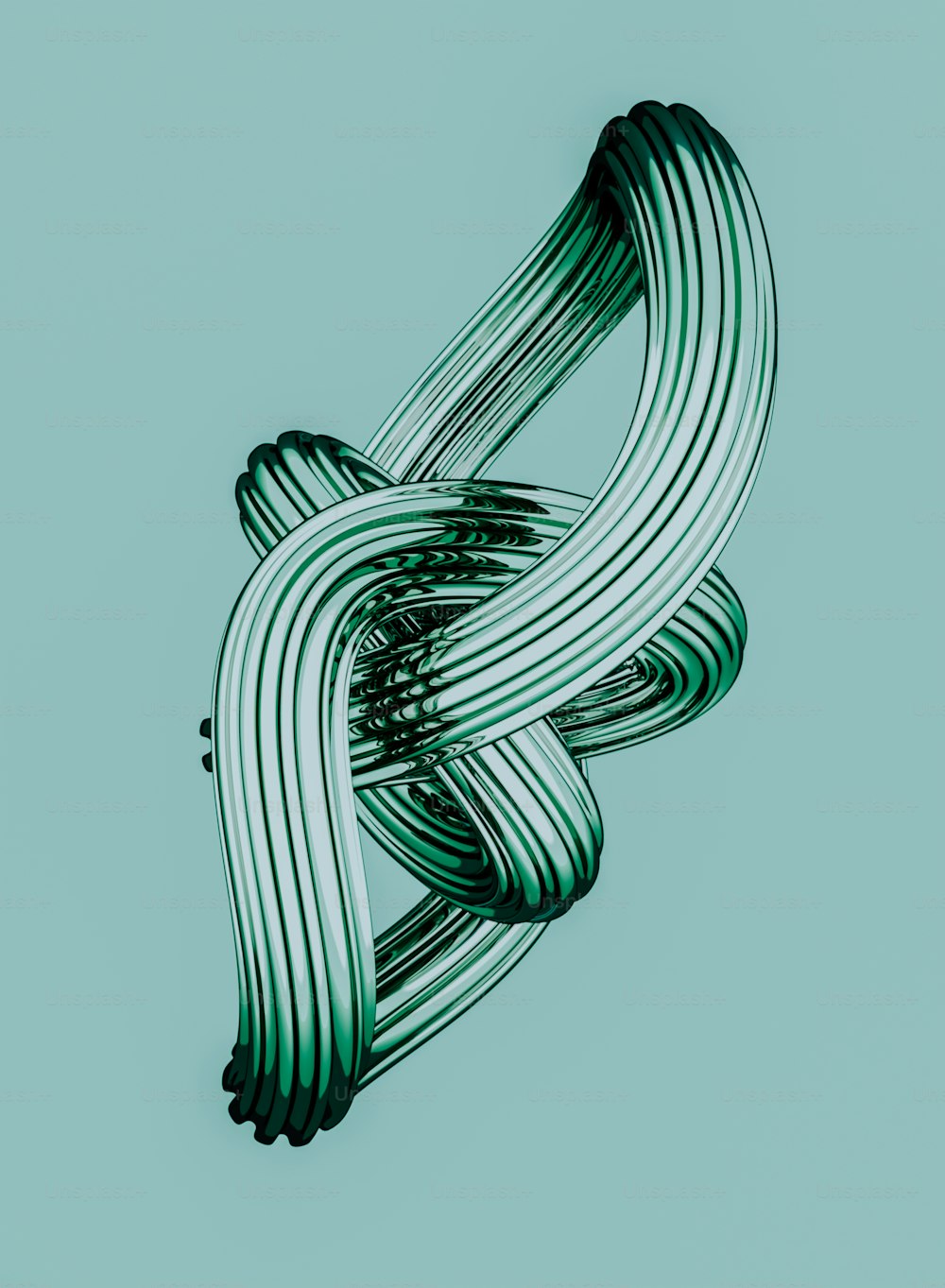 a green and white abstract design on a blue background