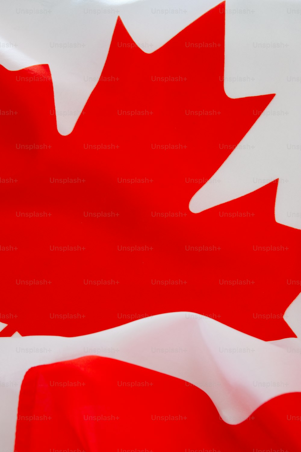 uma bandeira canadense com uma folha de bordo vermelha sobre ela