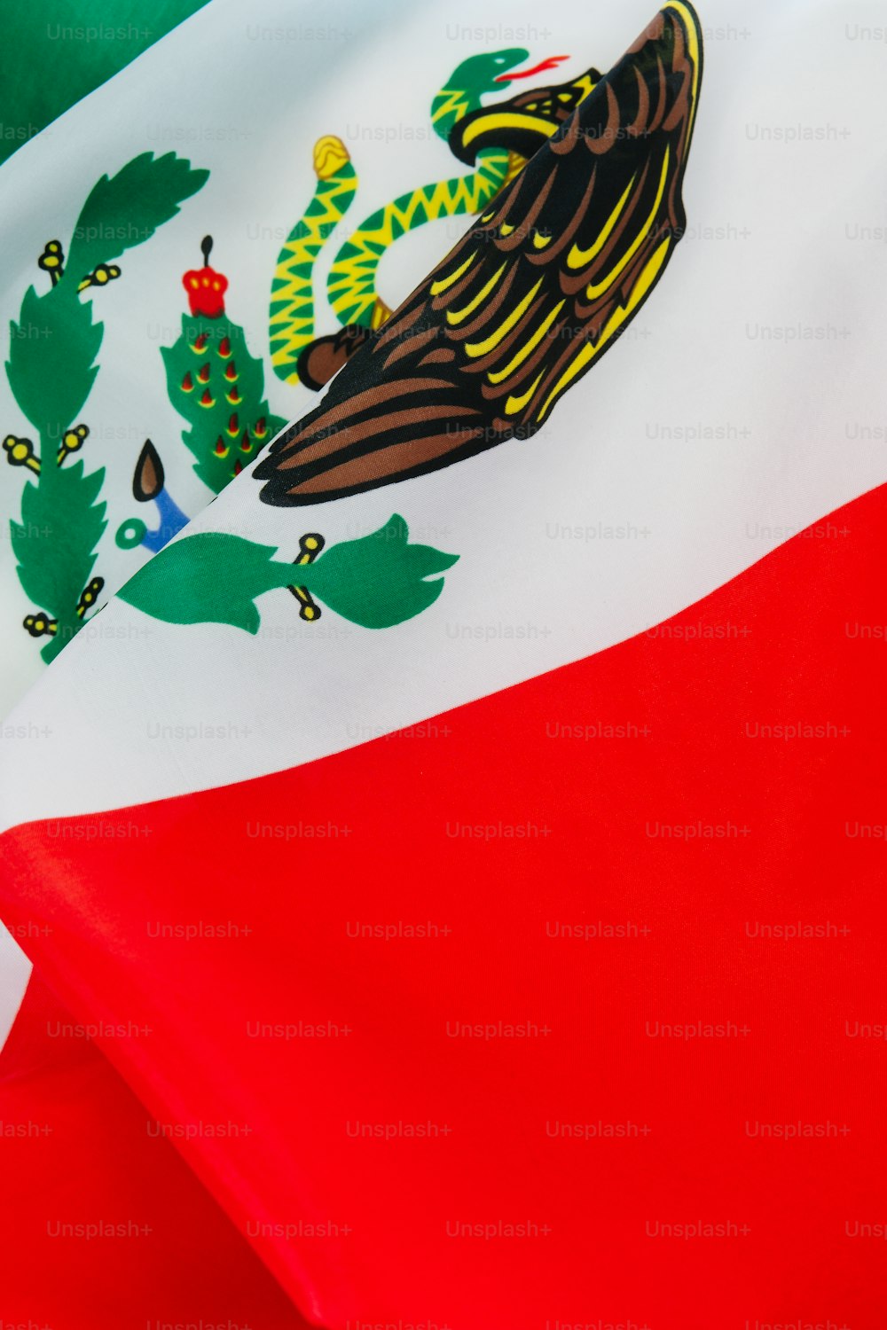 Primer plano de la bandera de México