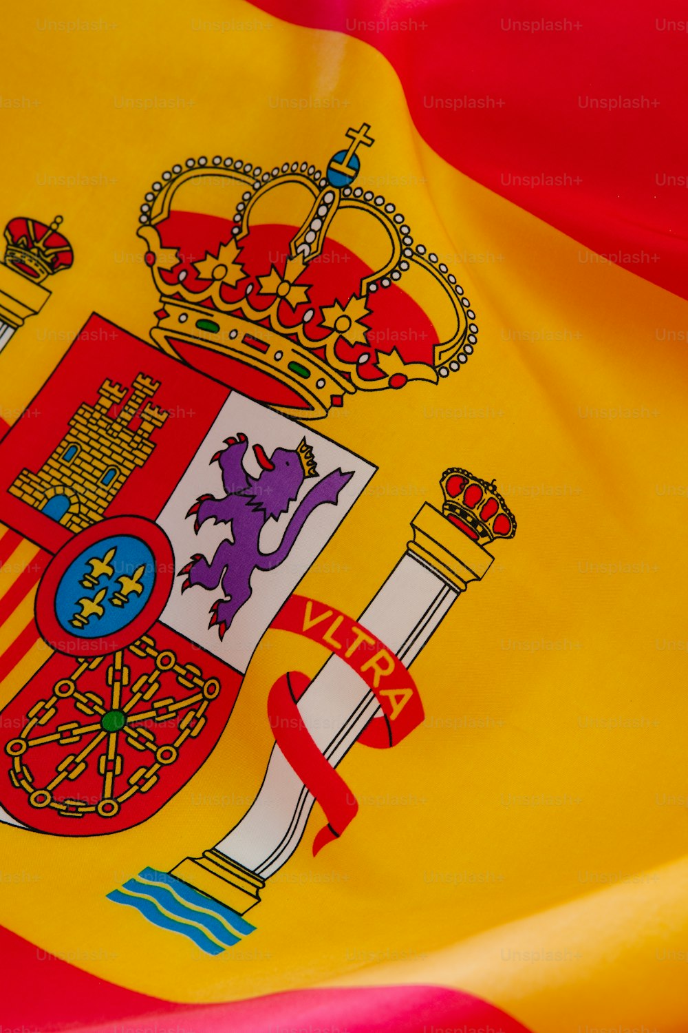 a close up of the flag of spain