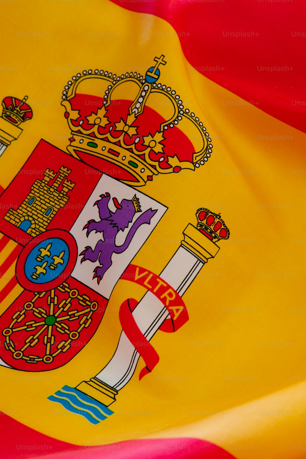 Primer plano de la bandera de España