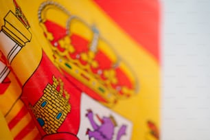 a close up of the flag of spain