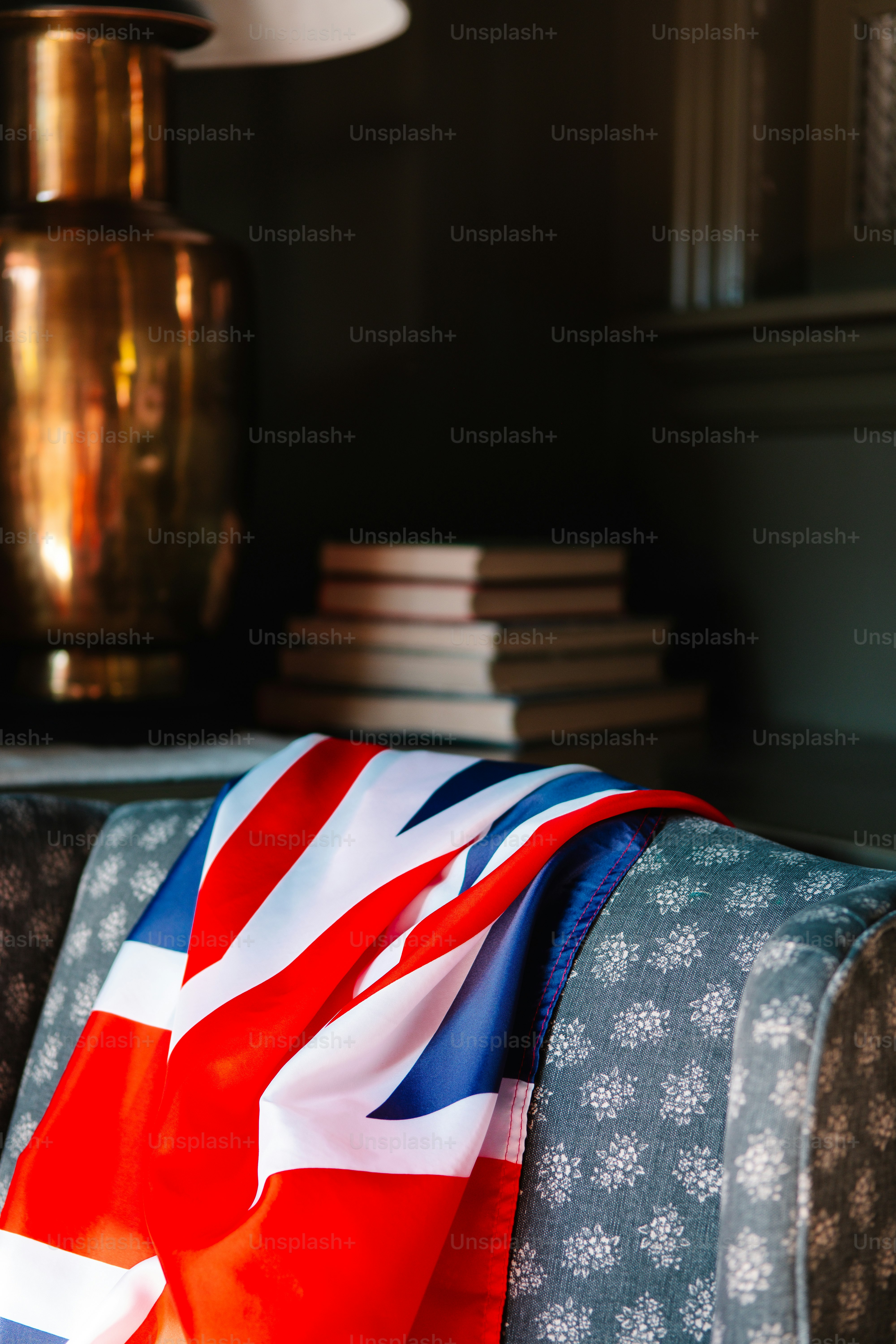A british flag draped over a couch in a living room photo – Uk Image on