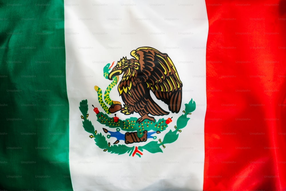 the flag of mexico is flying in the wind