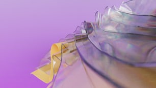a close up of a purple and yellow object